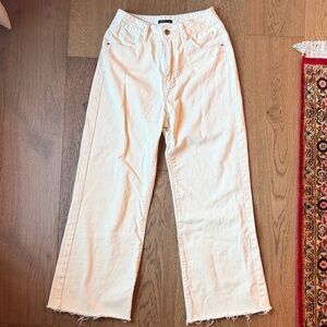 Women's Cream Wide leg Jeans 100% cotton